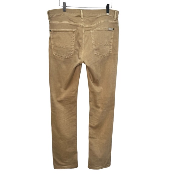 7 For All Mankind Slimmy Slim Straight Leg Tan Jeans Size 33 - Picture 2 of 16